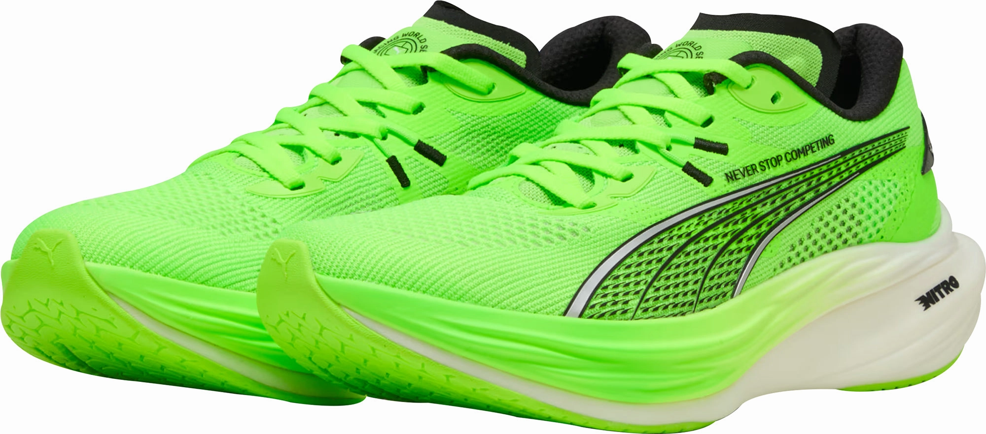 Puma Deviate Nitro 3 HYROX Mens Running Shoes - Green Cozy Footwear