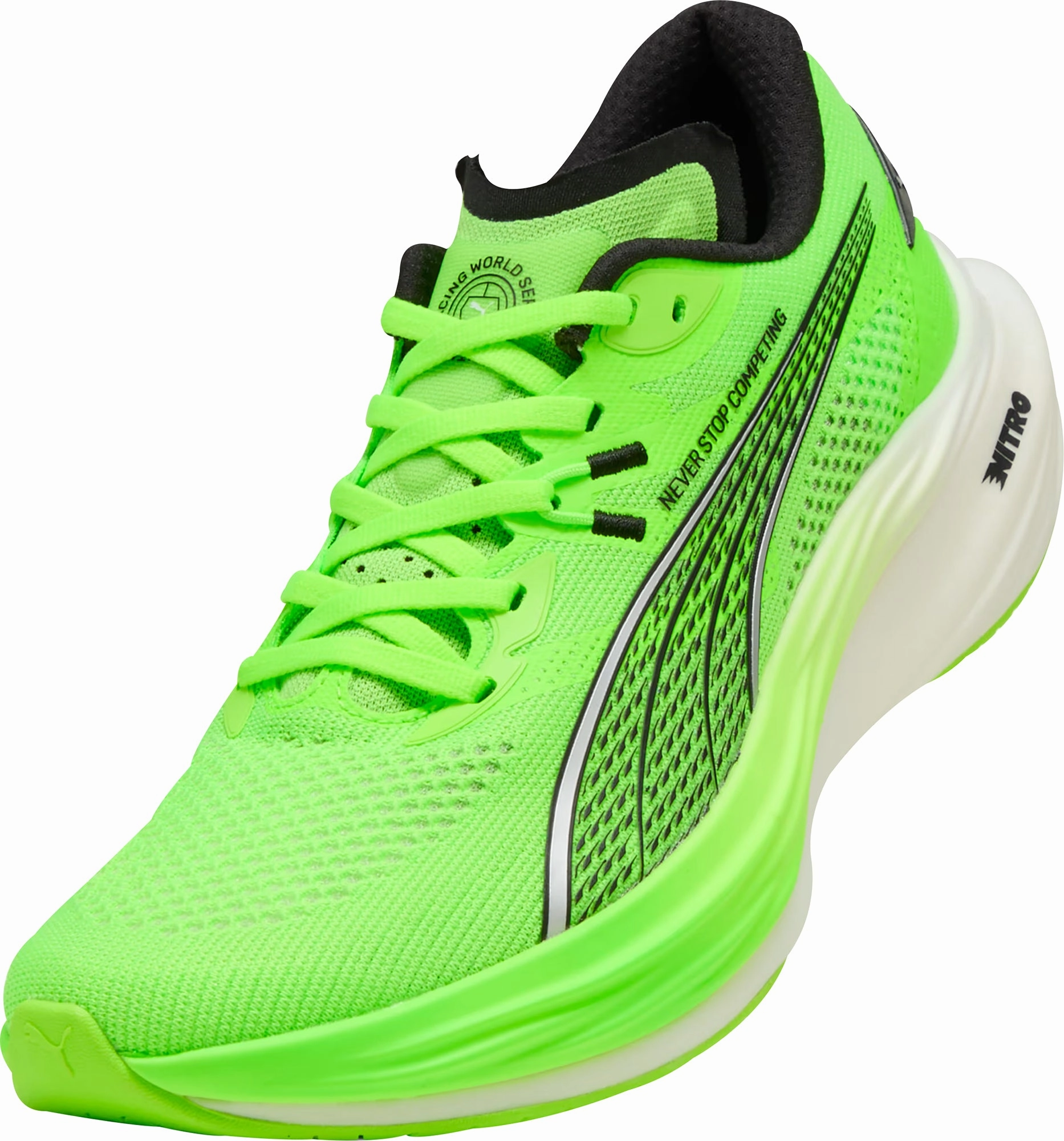 Puma Deviate Nitro 3 HYROX Mens Running Shoes - Green Cozy Footwear