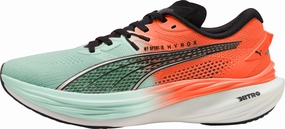 Puma Deviate Nitro 3 HYROX Womens Running Shoes - Green Puma sport shoes with bold branding