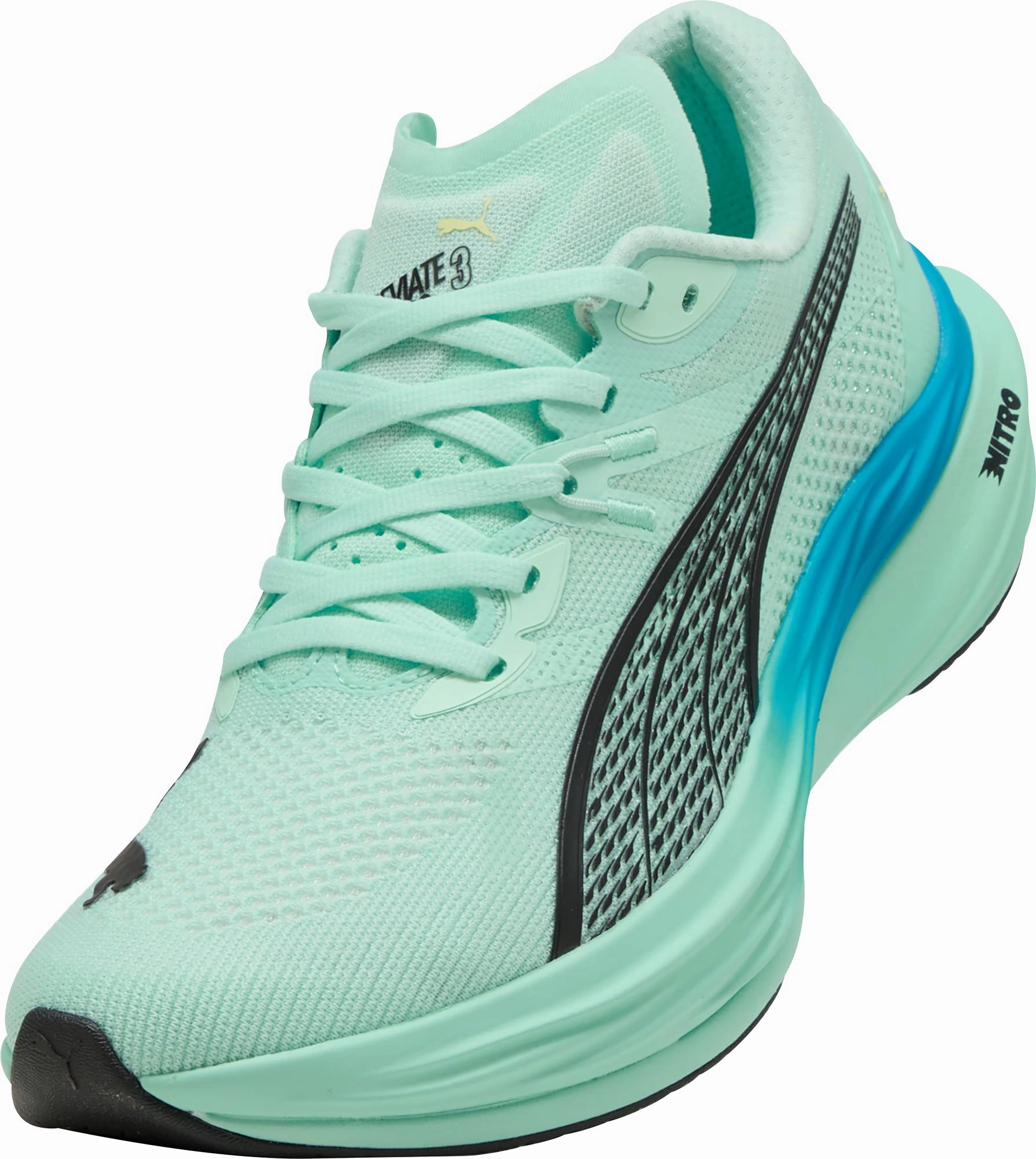 Puma Deviate Nitro 3 Mens Running Shoes - Green Performance Fit Sneakers