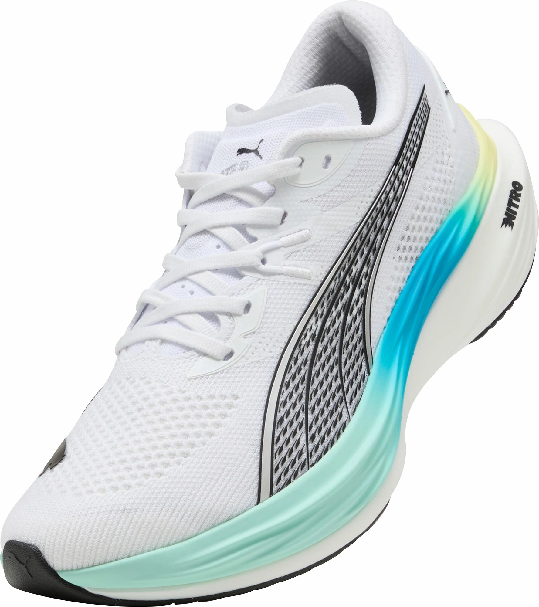 Puma Deviate Nitro 3 Mens Running Shoes - White Performance Fit Sneakers