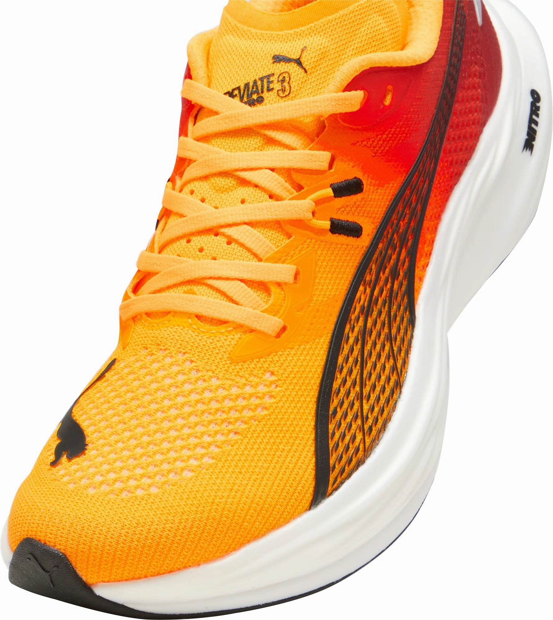 Puma Deviate Nitro 3 Womens Running Shoes - Orange Performance Fit Sneakers