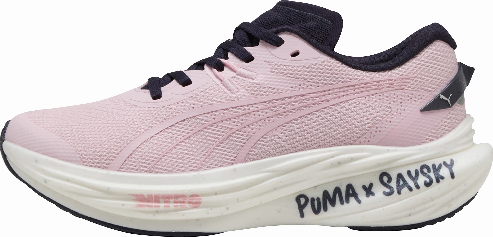 Puma Deviate Nitro 3 X SAYSKY Mens Running Shoes - Pink Puma sport shoes with bold branding