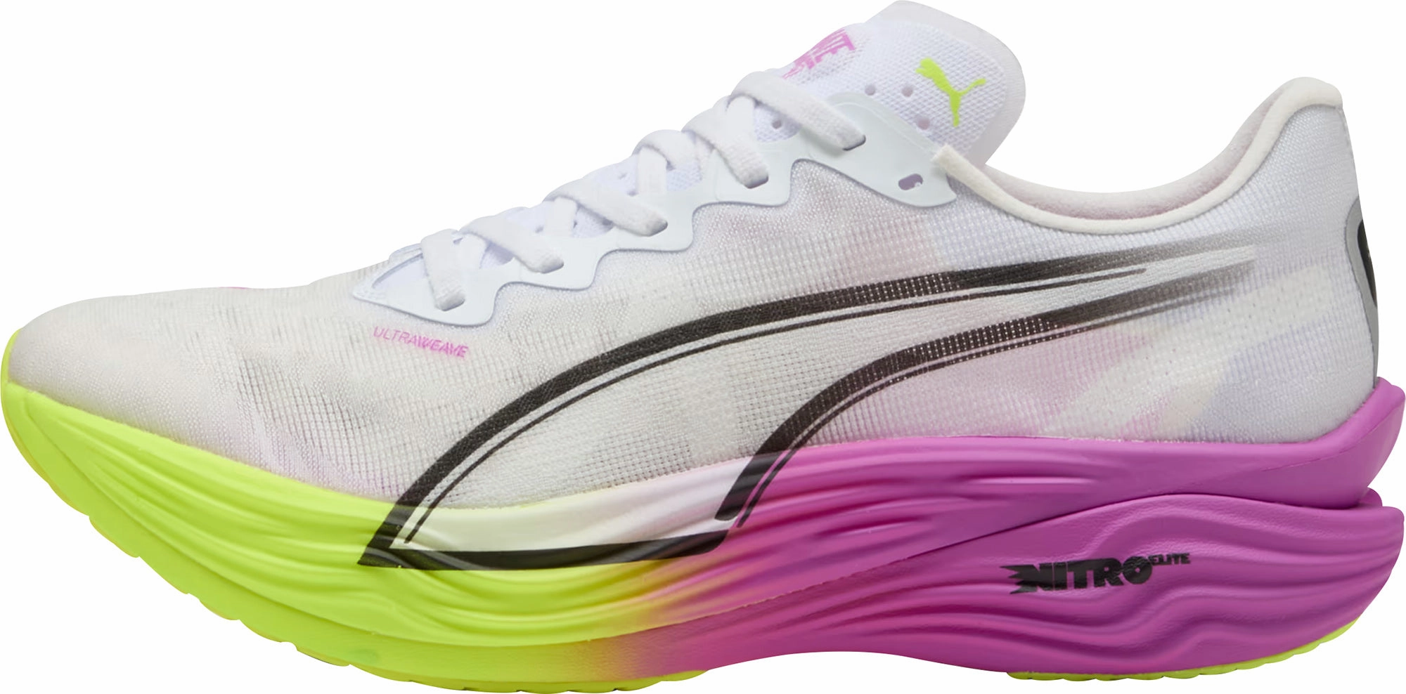 Puma Deviate Nitro Elite 3 Mens Running Shoes - White Puma sport shoes with bold branding