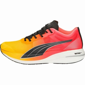 Puma Deviate Nitro Elite Womens Running Shoes - Yellow Puma sport shoes with bold branding