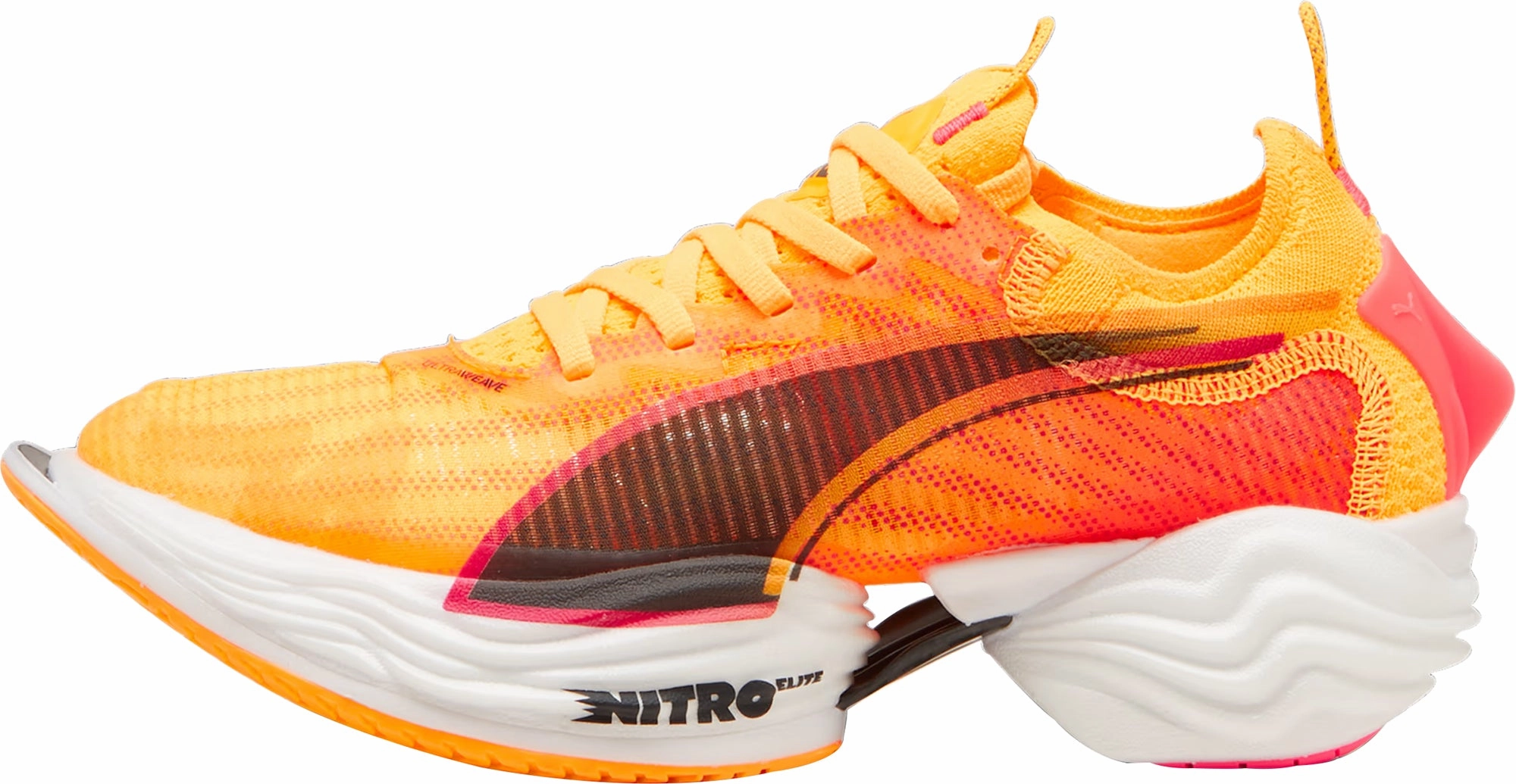 Puma Fast-R Nitro Elite 2 Womens Running Shoes - Orange Puma sport shoes with bold branding