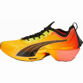Puma Fast-R Nitro Elite Fireglow Mens Running Shoes - Yellow Puma sport shoes with bold branding