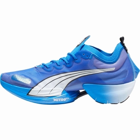 Puma Fast-R Nitro Elite Womens Running Shoes - Blue Puma sport shoes with bold branding