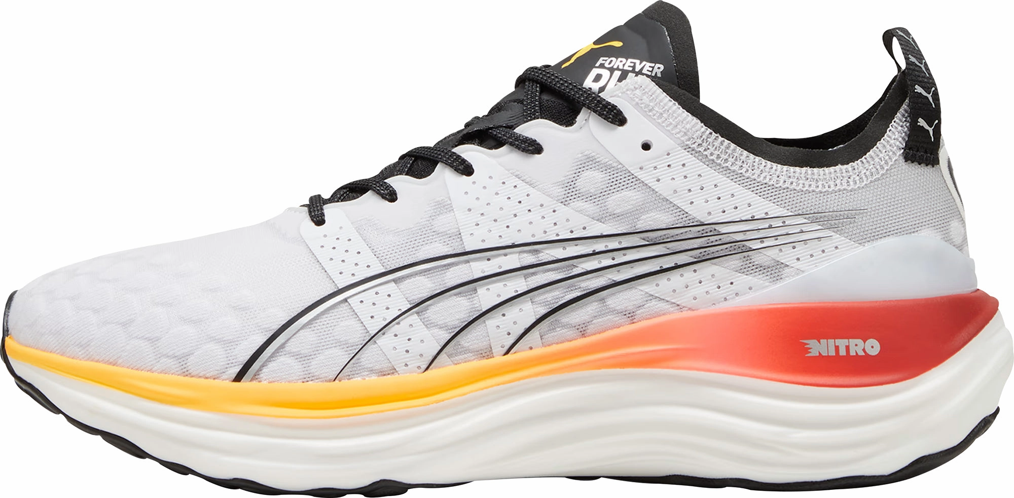 Puma ForeverRun Nitro Mens Running Shoes - White Puma sport shoes with bold branding