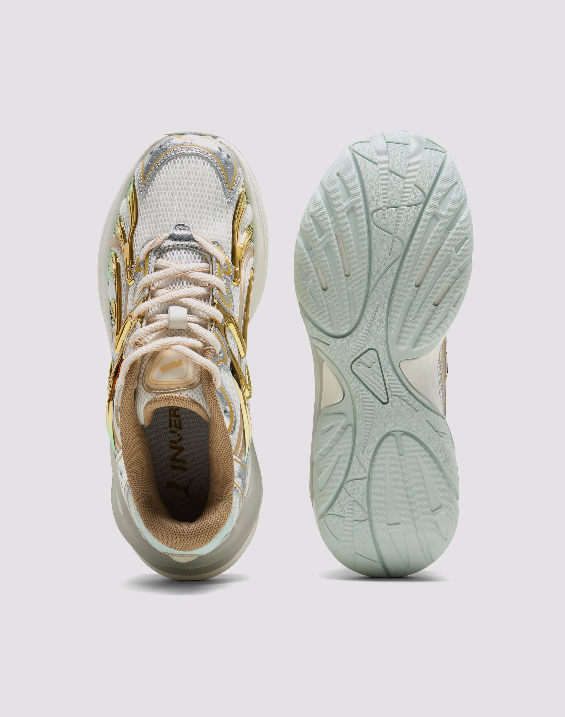 Puma Inverse Metallic "White/Gold" Memory Foam Shoes