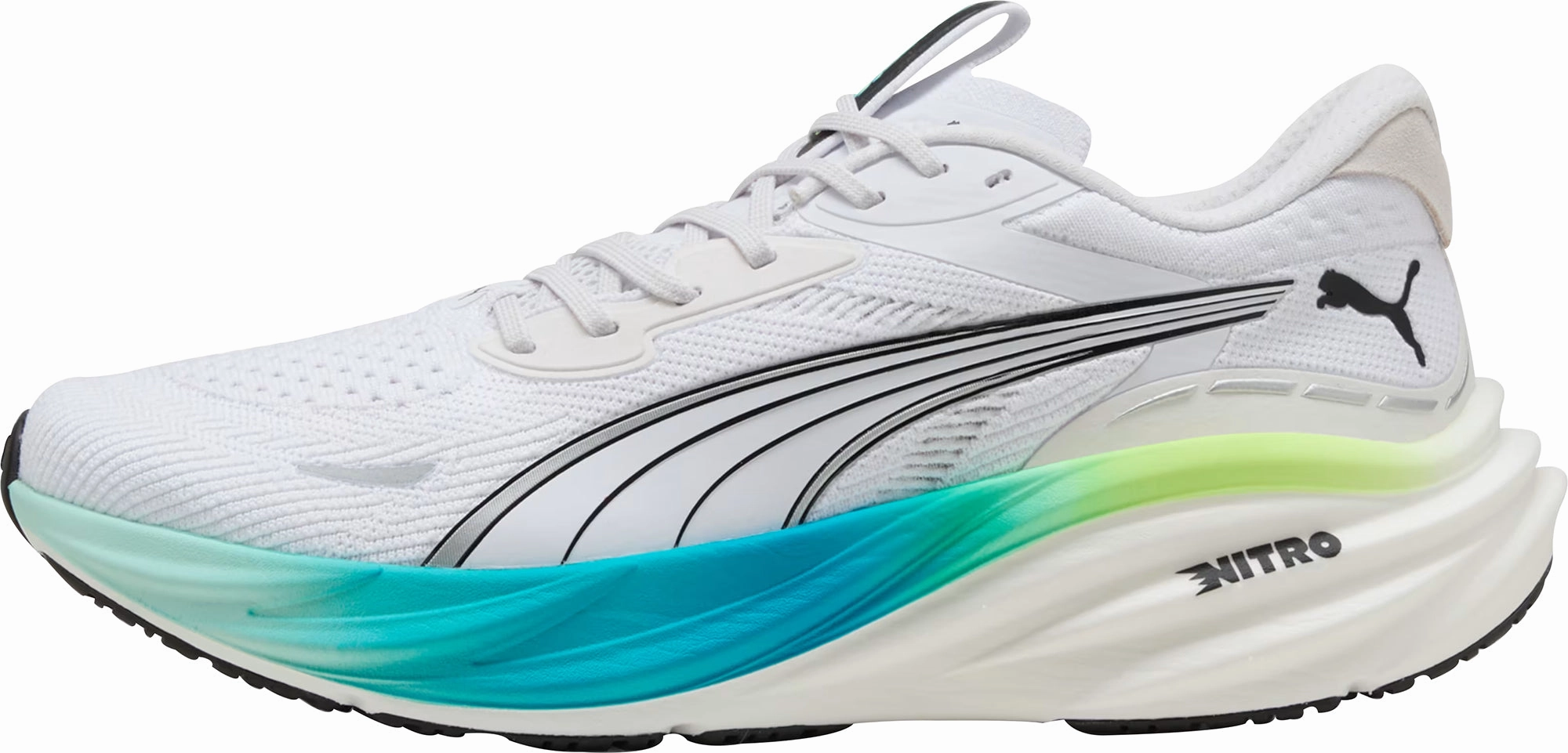 Puma Magnify Nitro 3 Mens Running Shoes - White Puma sport shoes with bold branding