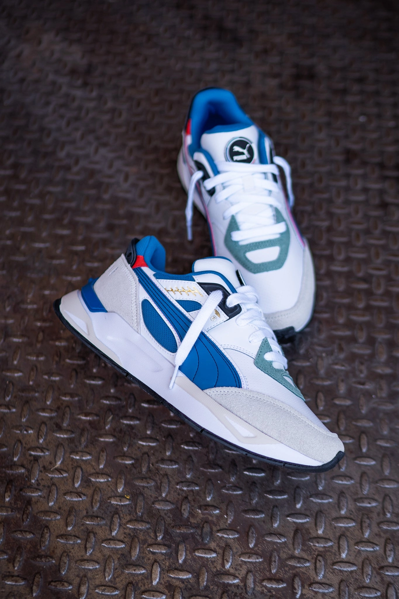 Puma Mirage Sport Go For (Puma White/Mineral Blue) Puma athletic shoe visuals