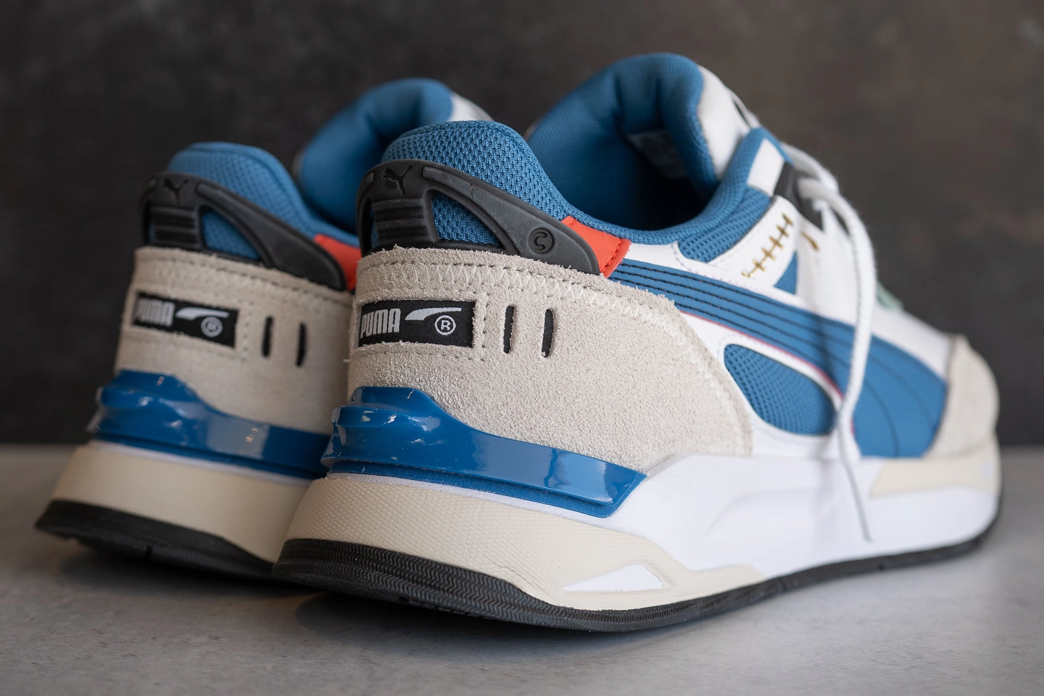 Puma Mirage Sport Go For (Puma White/Mineral Blue) Puma athletic shoe visuals
