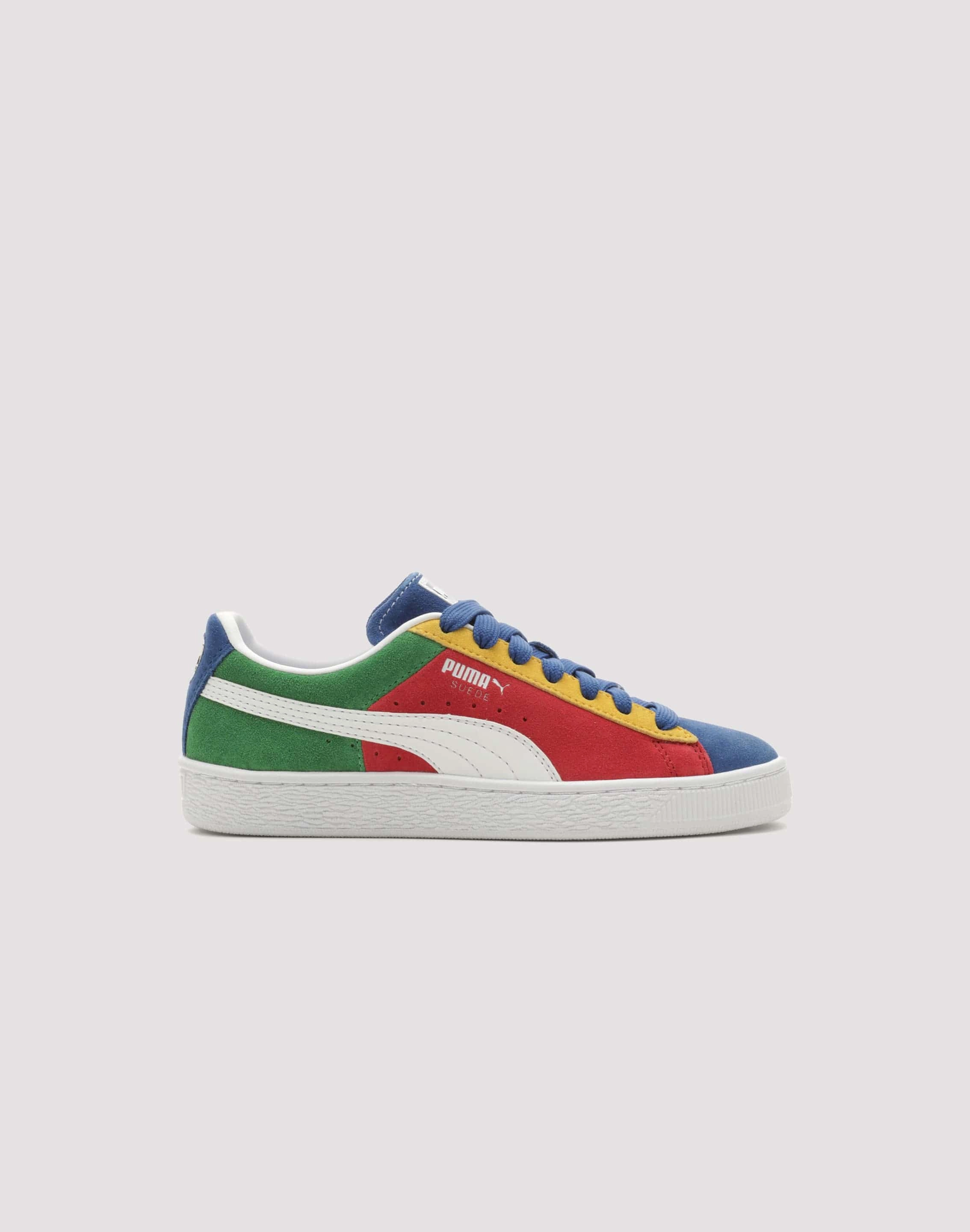 Puma Suede XXI Primary Grade School Boys' "Red/Green/Blue" Puma casual sneakers with soft insoles