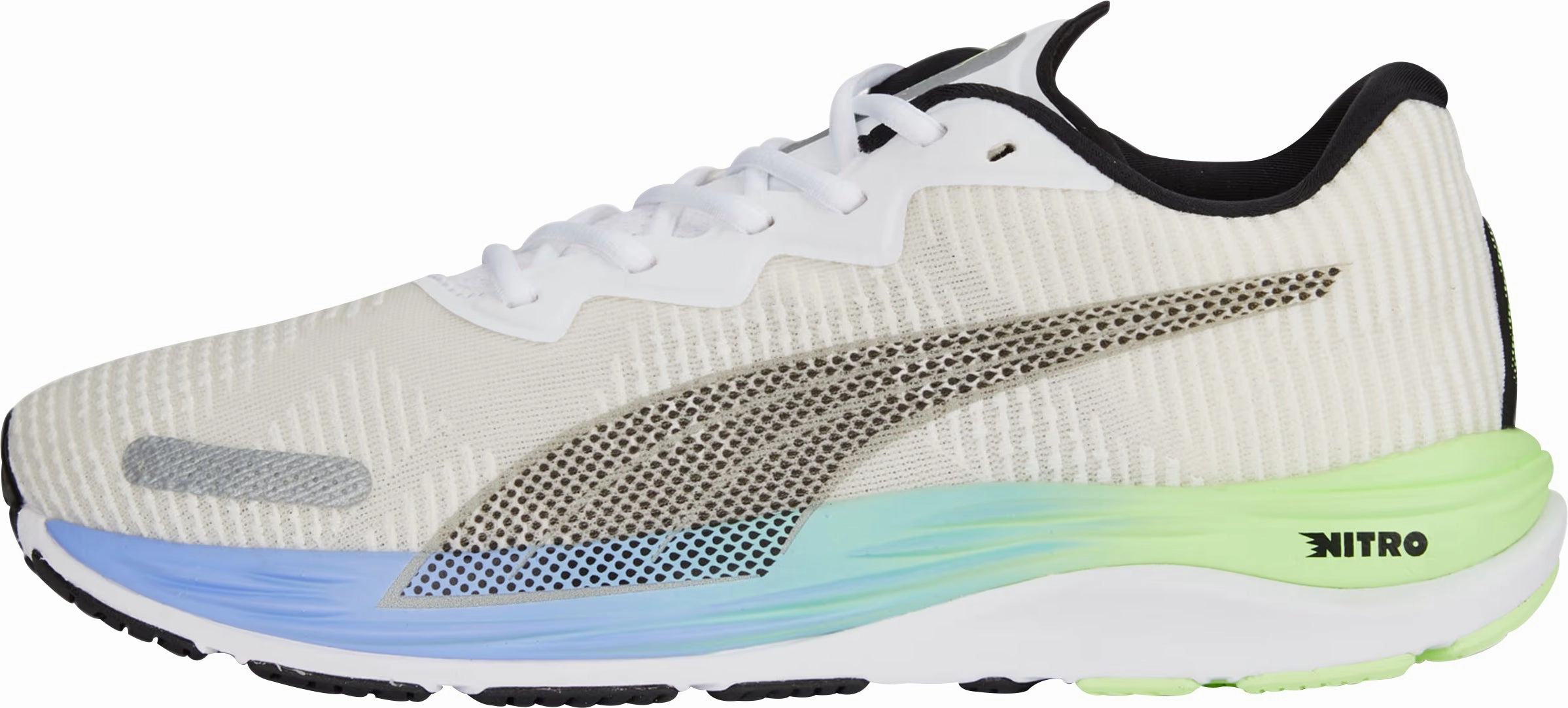 Puma Velocity Nitro 2 Fade Mens Running Shoes - White Puma sport shoes with bold branding