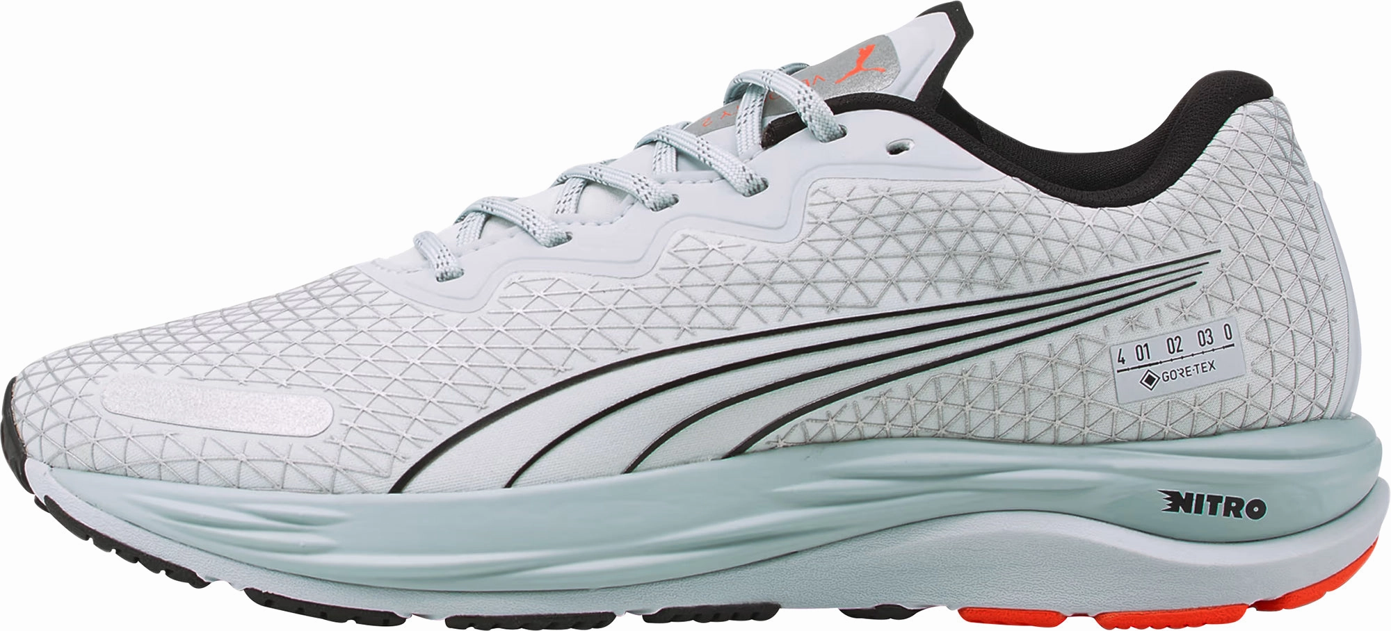 Puma Velocity Nitro 2 GORE-TEX Mens Running Shoes - Grey Puma sport shoes with bold branding