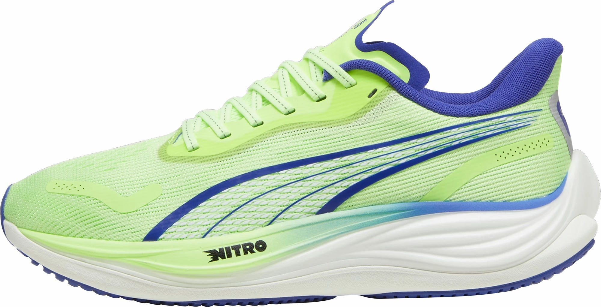 Puma Velocity Nitro 3 Mens Running Shoes - Green Puma sport shoes with bold branding