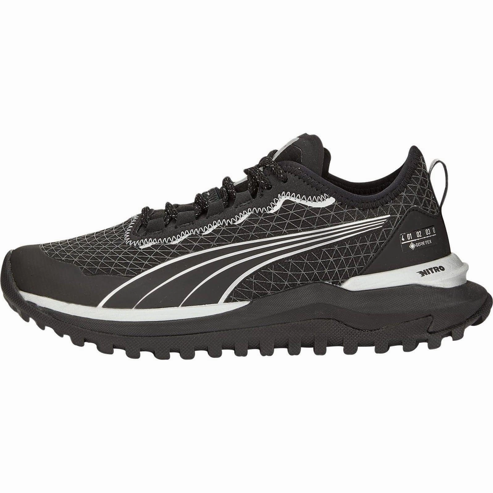 Puma Voyage Nitro 2 GORE-TEX Womens Trail Running Shoes - Black Puma sport shoes with bold branding