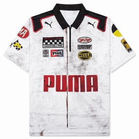 Puma x A$AP Rocky Team Zip Polo - White Puma sneakers for casual streetwear
