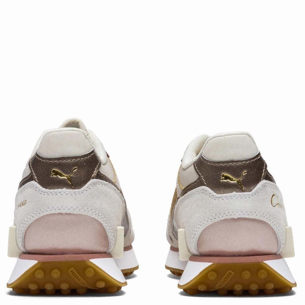 Puma x Charlotte Olympia Women's Mile Rider  - White/Misty Rose Puma Suede Street Sneakers