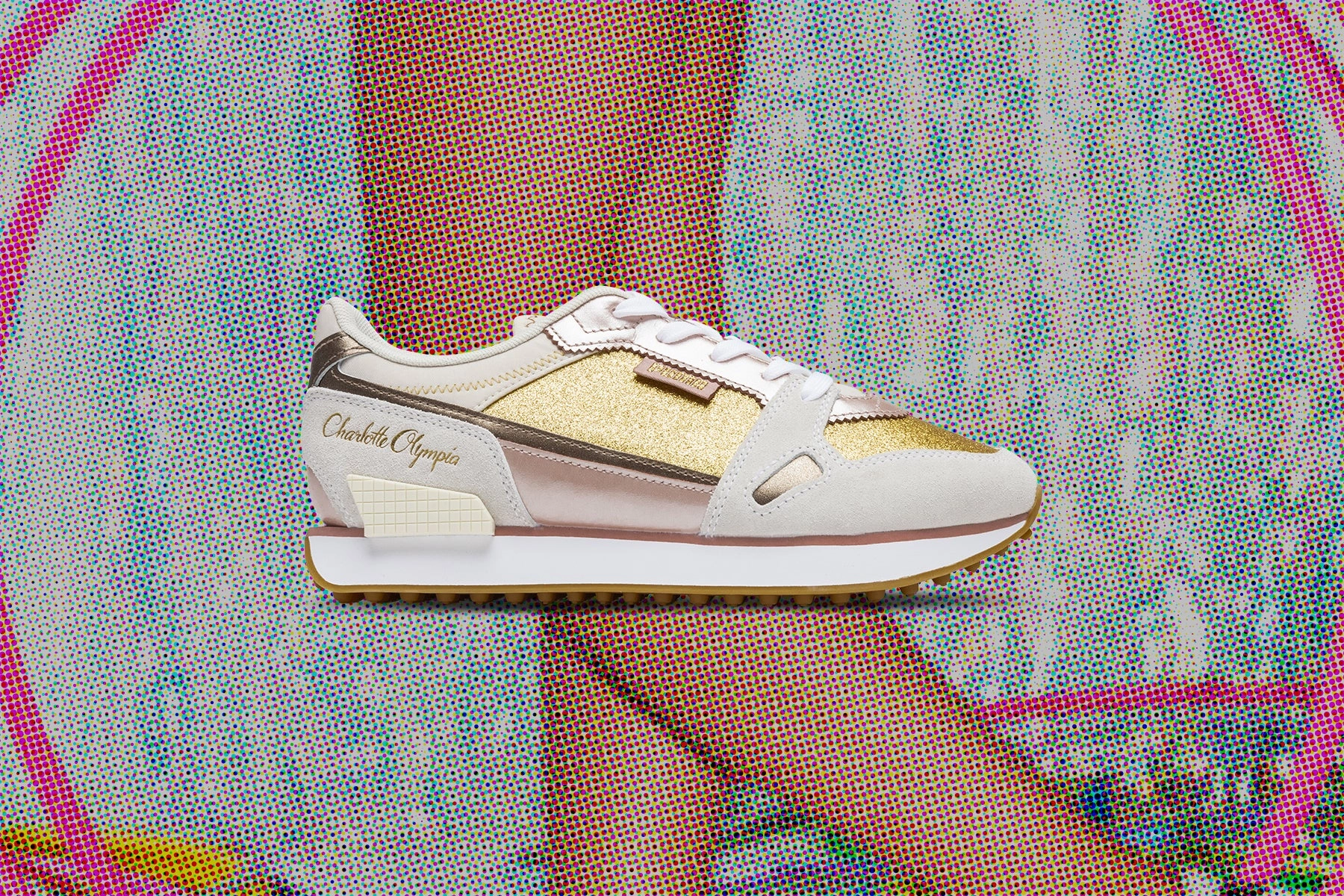Puma x Charlotte Olympia Women's Mile Rider  - White/Misty Rose Puma Suede Street Sneakers