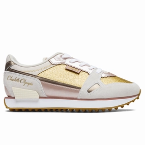 Puma x Charlotte Olympia Women's Mile Rider  - White/Misty Rose Puma shoes with suede and modern shape