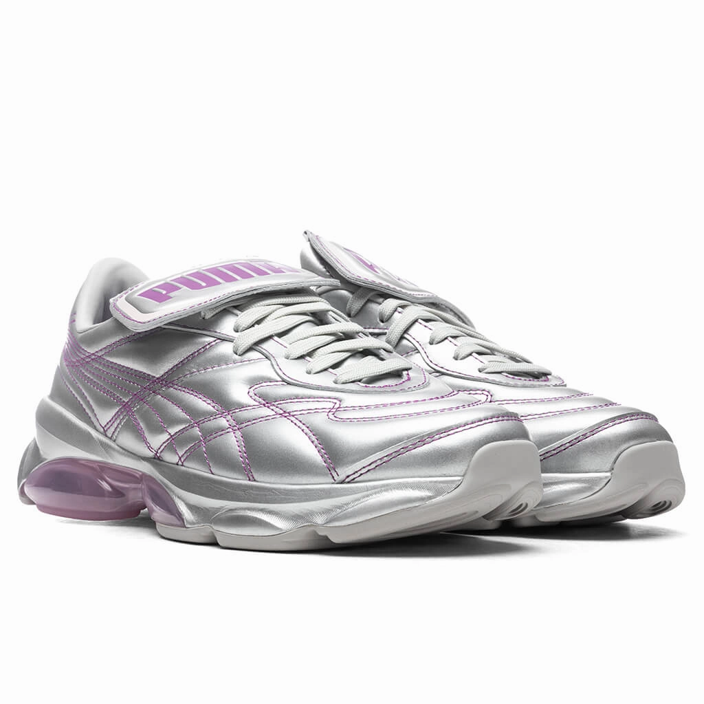 Puma x Dua Lipa Women's Cell King Metallic L - Puma Silver/Byzantium/Pink Lady Puma Suede Street Sneakers