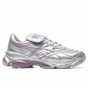 Puma x Dua Lipa Women's Cell King Metallic L - Puma Silver/Byzantium/Pink Lady Puma shoes with suede and modern shape