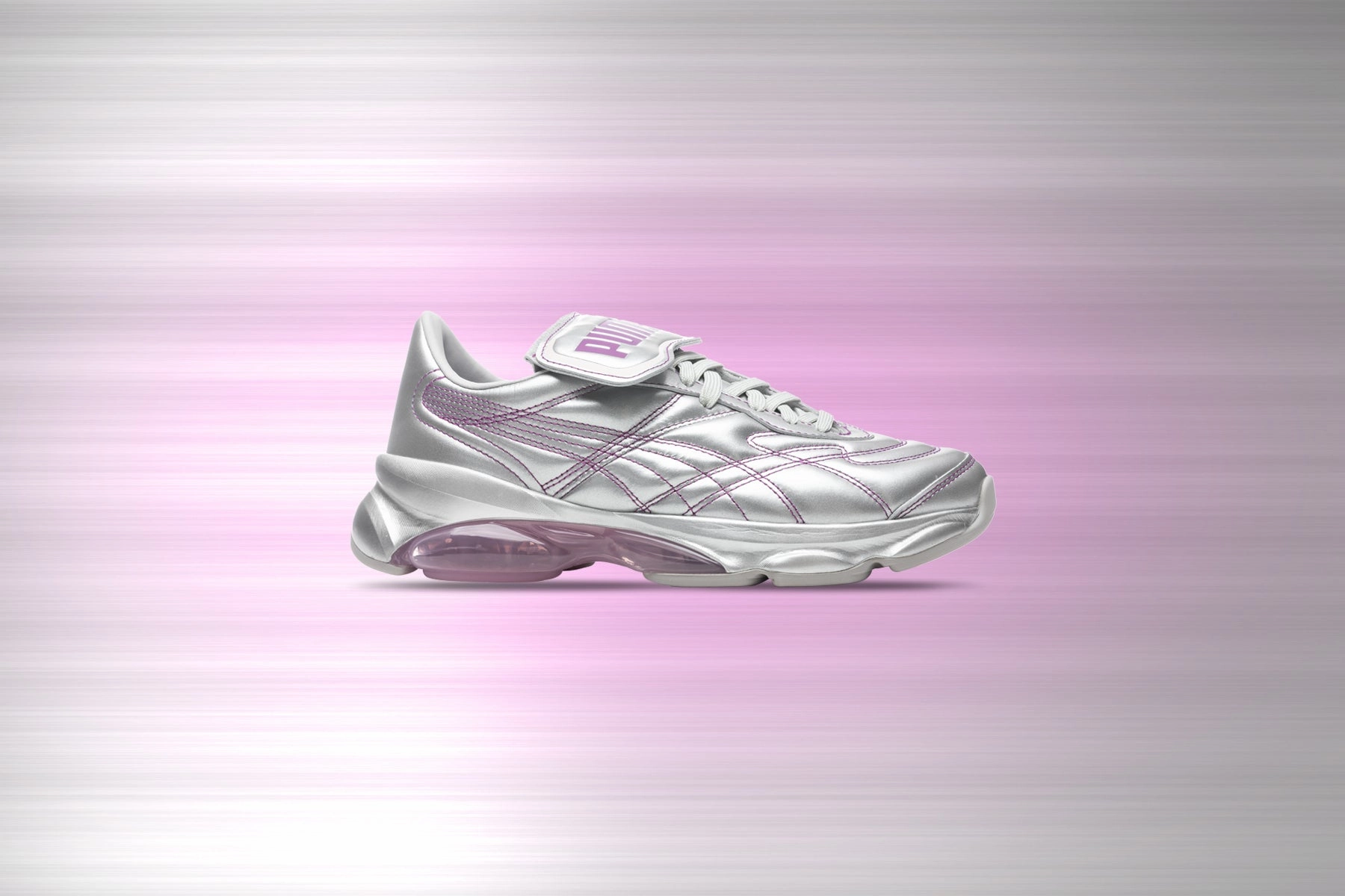 Puma x Dua Lipa Women's Cell King Metallic L - Puma Silver/Byzantium/Pink Lady Puma Suede Street Sneakers