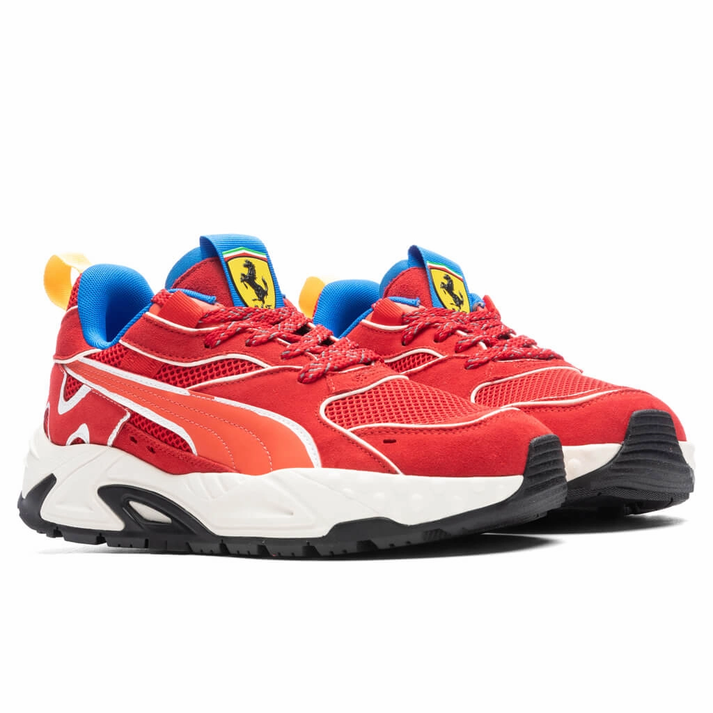 Puma x Joshua Vides Ferrari RS Track - Rosso Corsa/Frosted Ivory Puma Suede Street Sneakers