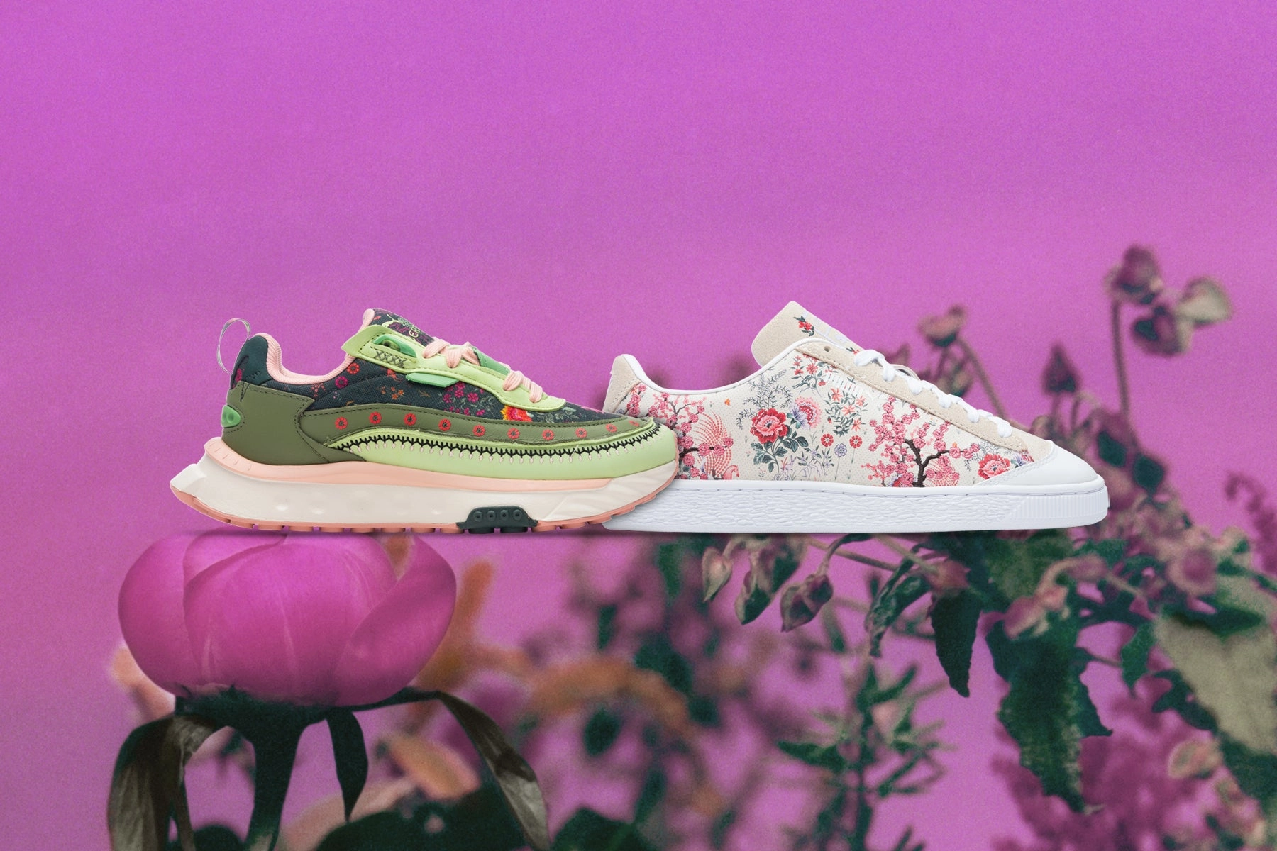 Puma x Liberty Women's Wild Rider 2 -Beechnut-Olivine Puma Suede Street Sneakers