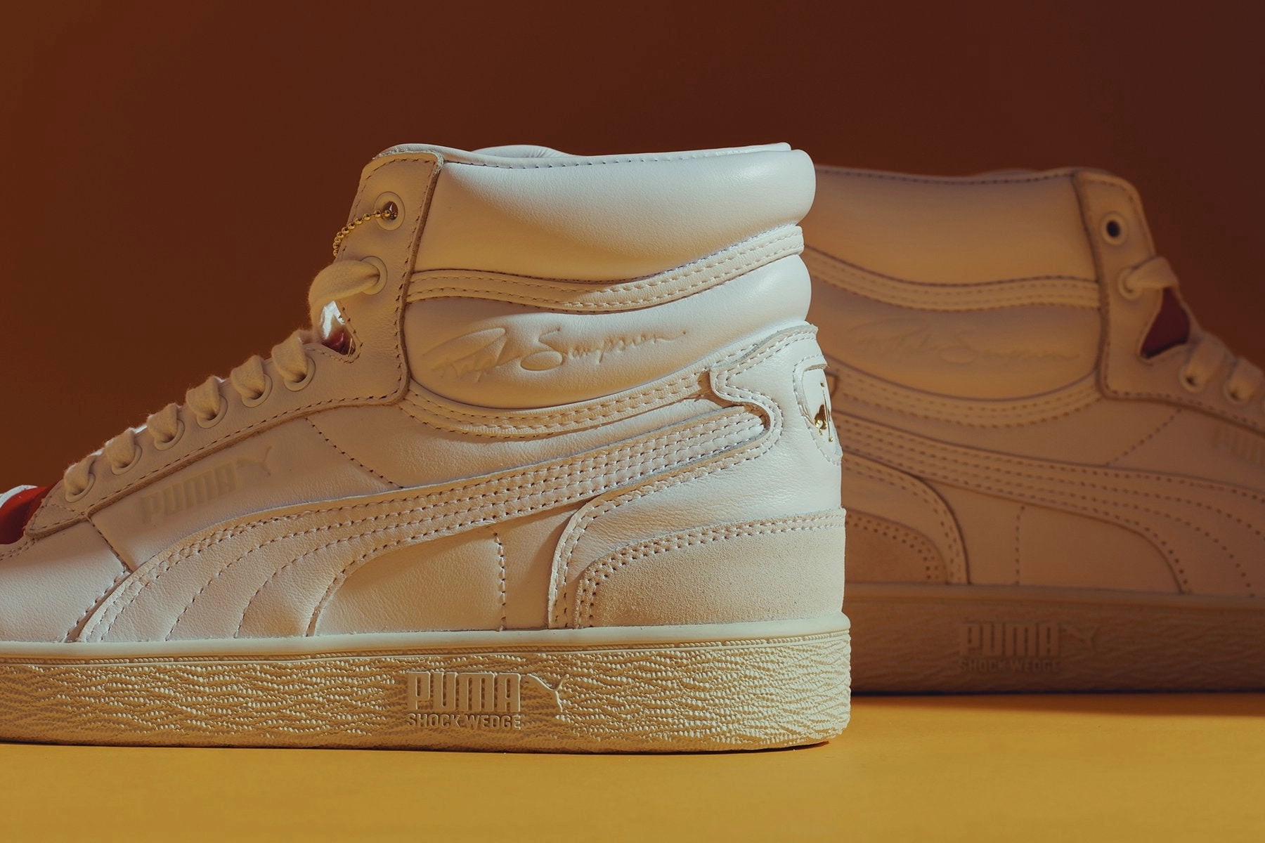Puma x R. Dassler Legacy COL Ralph Sampson Mid - White/High Risk Red Puma Stripe Logo Trainers