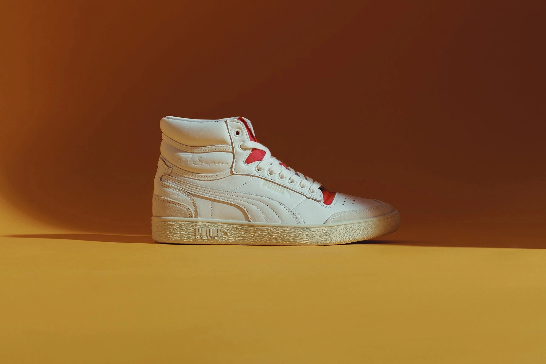 Puma x R. Dassler Legacy COL Ralph Sampson Mid - White/High Risk Red Puma Stripe Logo Trainers