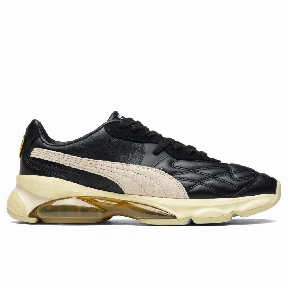 Puma x Rhude Cell King - Black/Oatmeal Puma Stripe Logo Trainers
