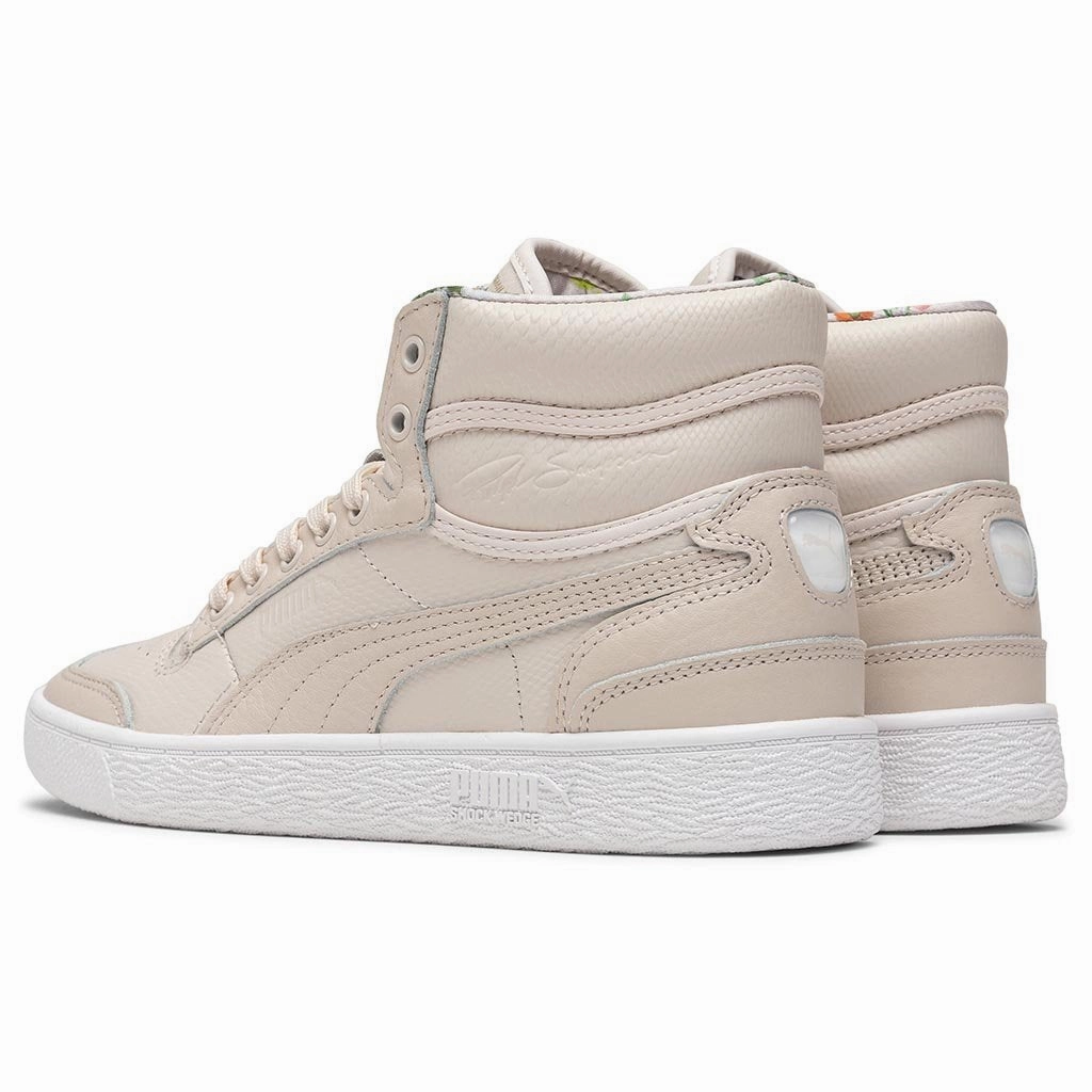 Puma x Tabitha Simmons Women's Ralph Sampson Mid Leather - Pastel Parchment Puma Stripe Logo Trainers