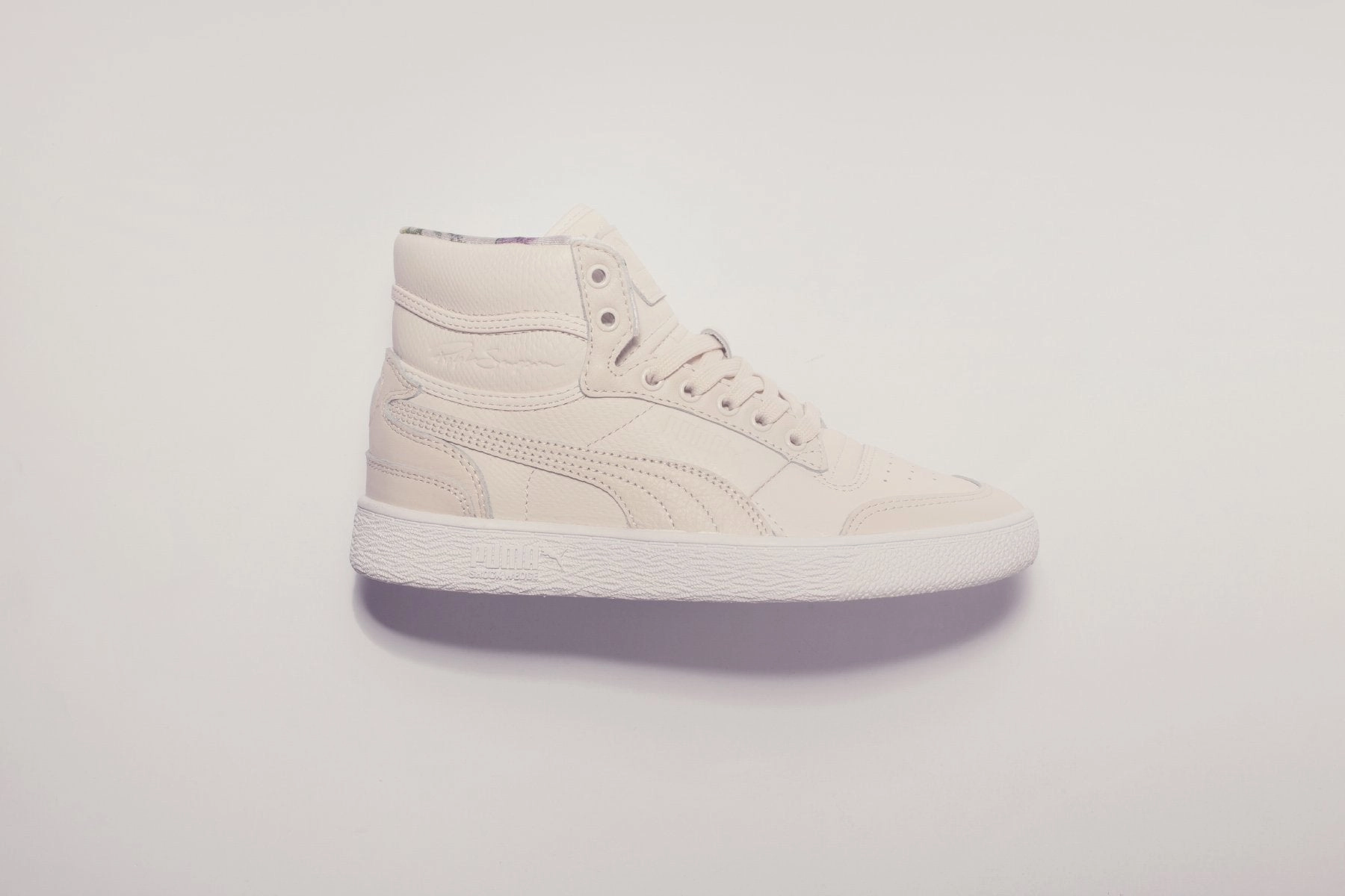 Puma x Tabitha Simmons Women's Ralph Sampson Mid Leather - Pastel Parchment Puma Stripe Logo Trainers