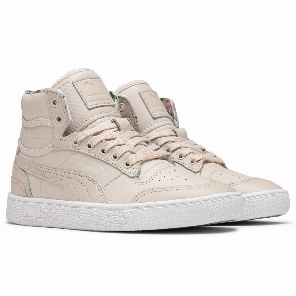 Puma x Tabitha Simmons Women's Ralph Sampson Mid Leather - Pastel Parchment Puma Stripe Logo Trainers