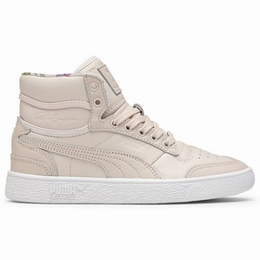 Puma x Tabitha Simmons Women's Ralph Sampson Mid Leather - Pastel Parchment Puma trainers with bold stripe logo