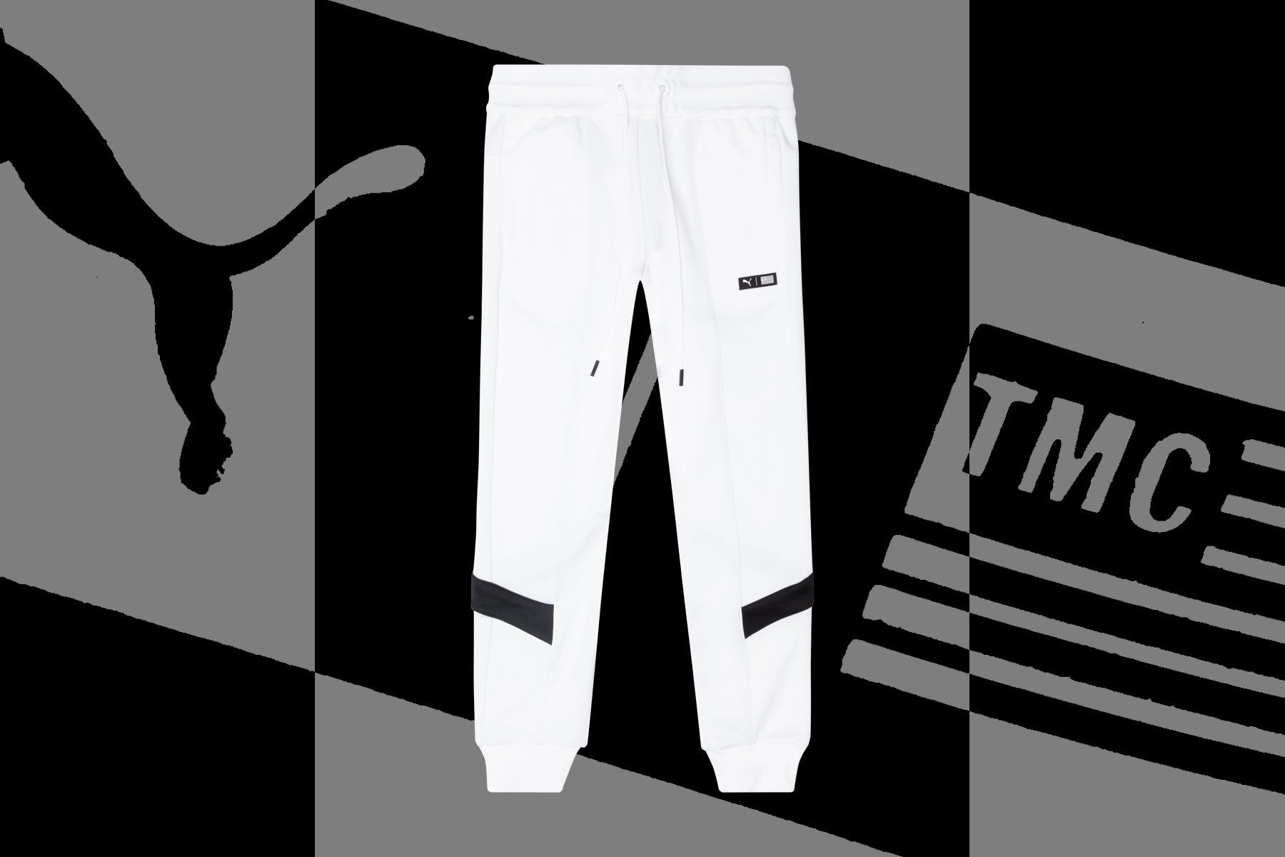 Puma x TMC Marathon Track Pant - White/Black Puma Stripe Logo Trainers