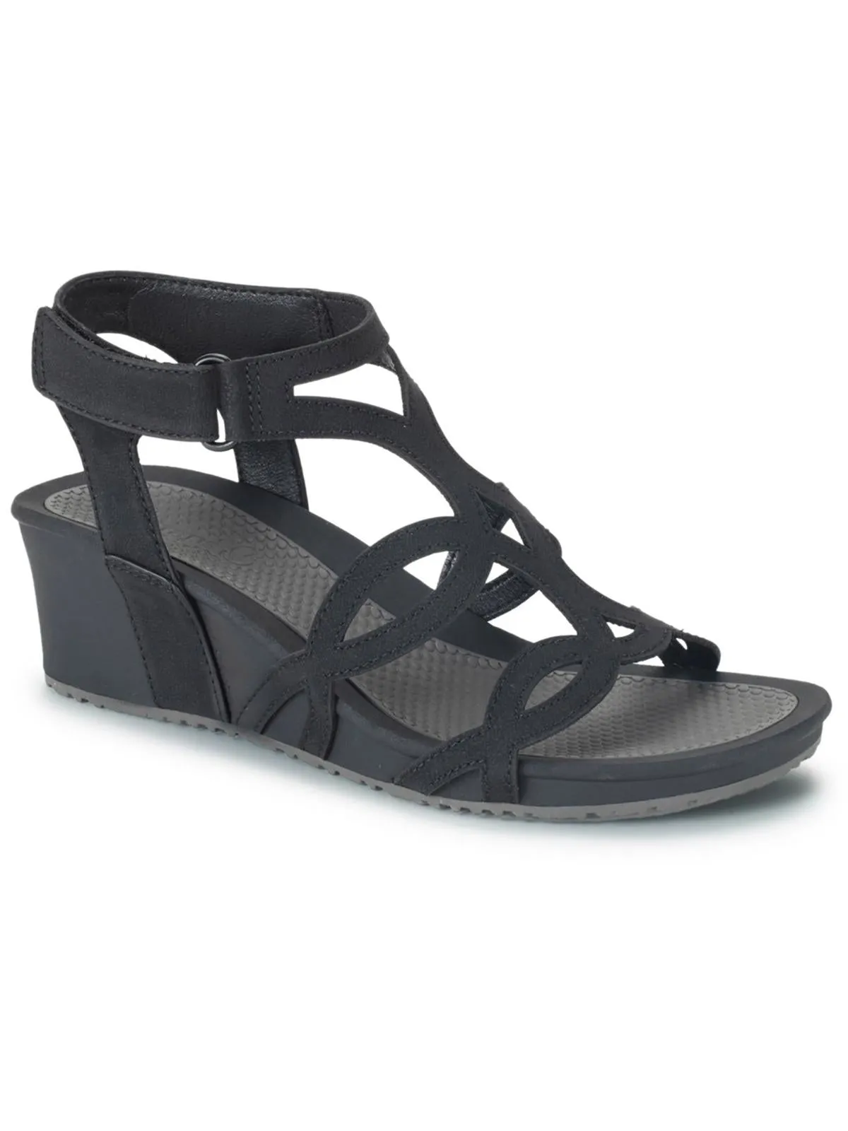 Raeanne Womens Faux Leather Strappy Wedge Sandals