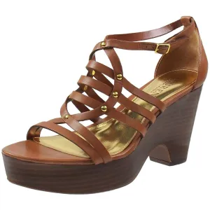 Raegan Womens Embellished Leather Wedge Heels