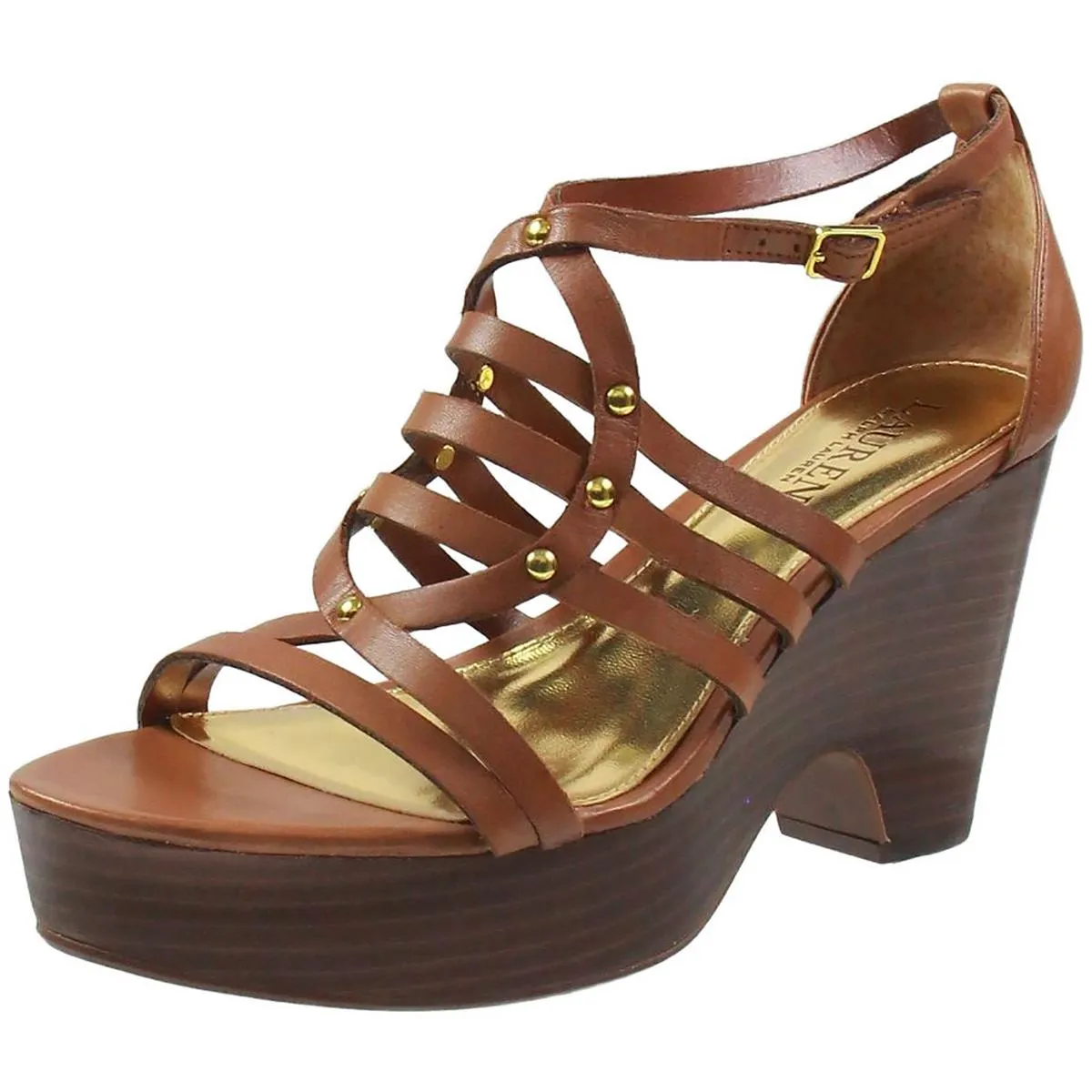 Raegan Womens Embellished Leather Wedge Heels