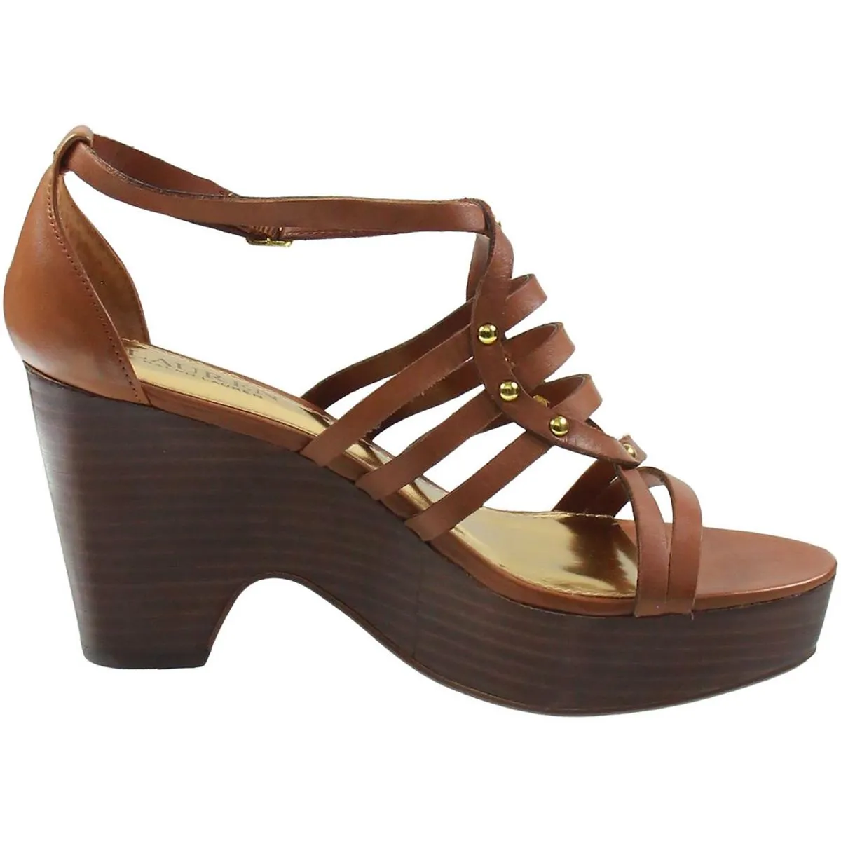 Raegan Womens Embellished Leather Wedge Heels