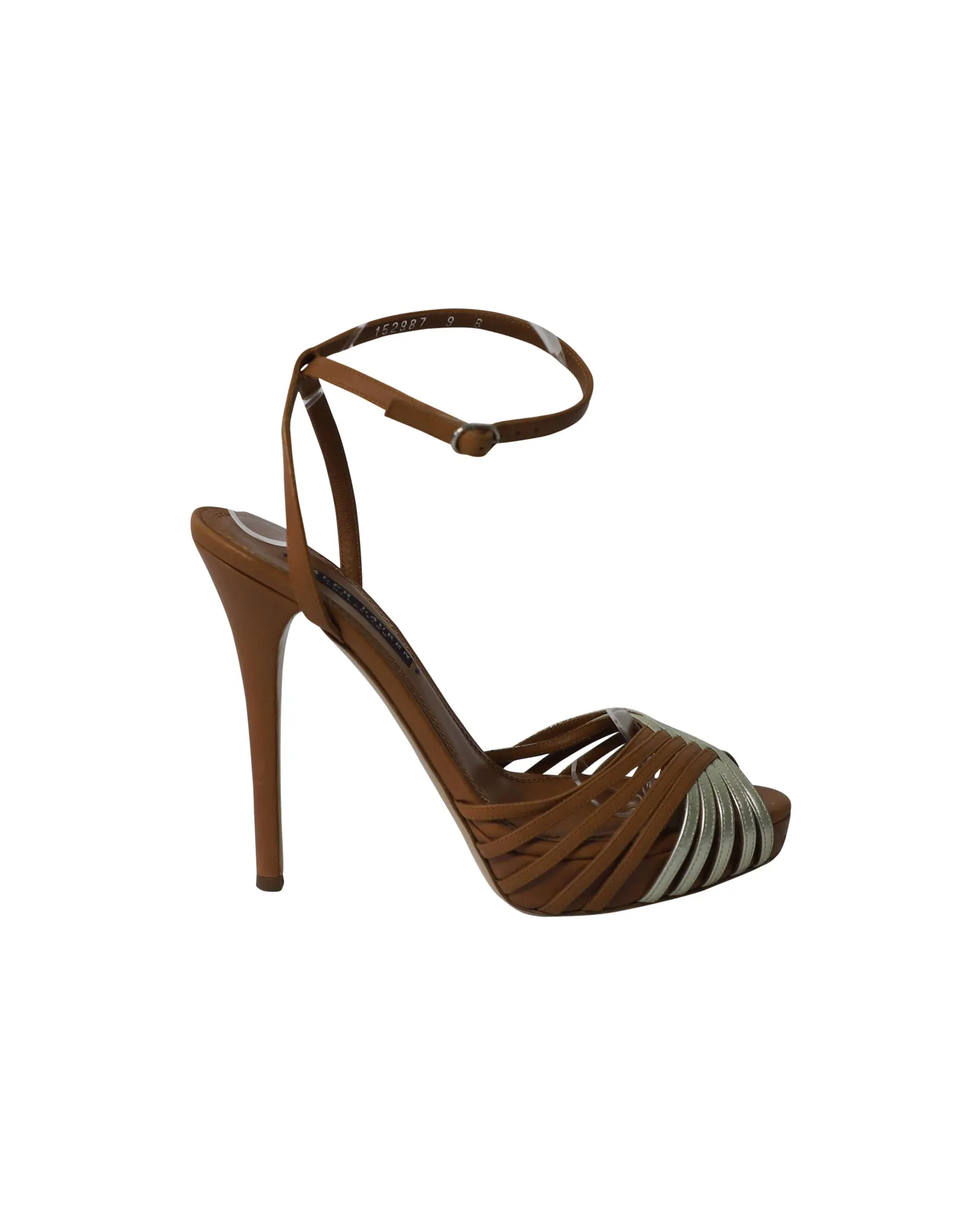 Ralph Lauren Jenine Ankle Strap High Heel Sandals in Multicolor Leather