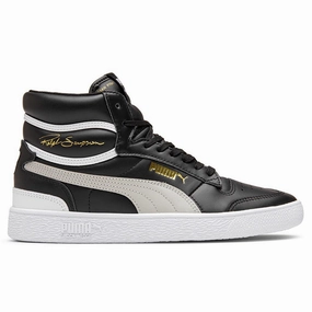 Ralph Sampson Mid - Black/Grey Violet Puma trainers with bold stripe logo