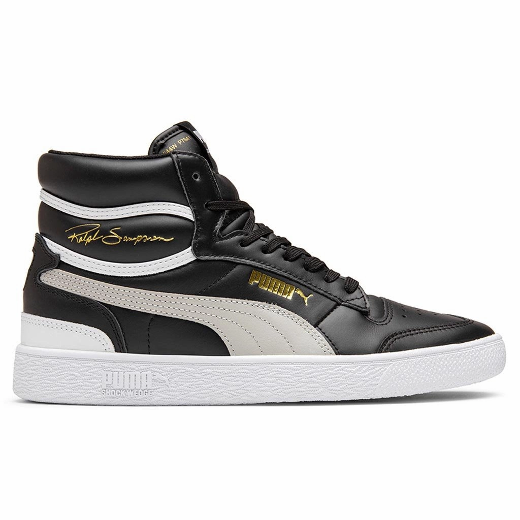 Ralph Sampson Mid - Black/Grey Violet Puma trainers with bold stripe logo