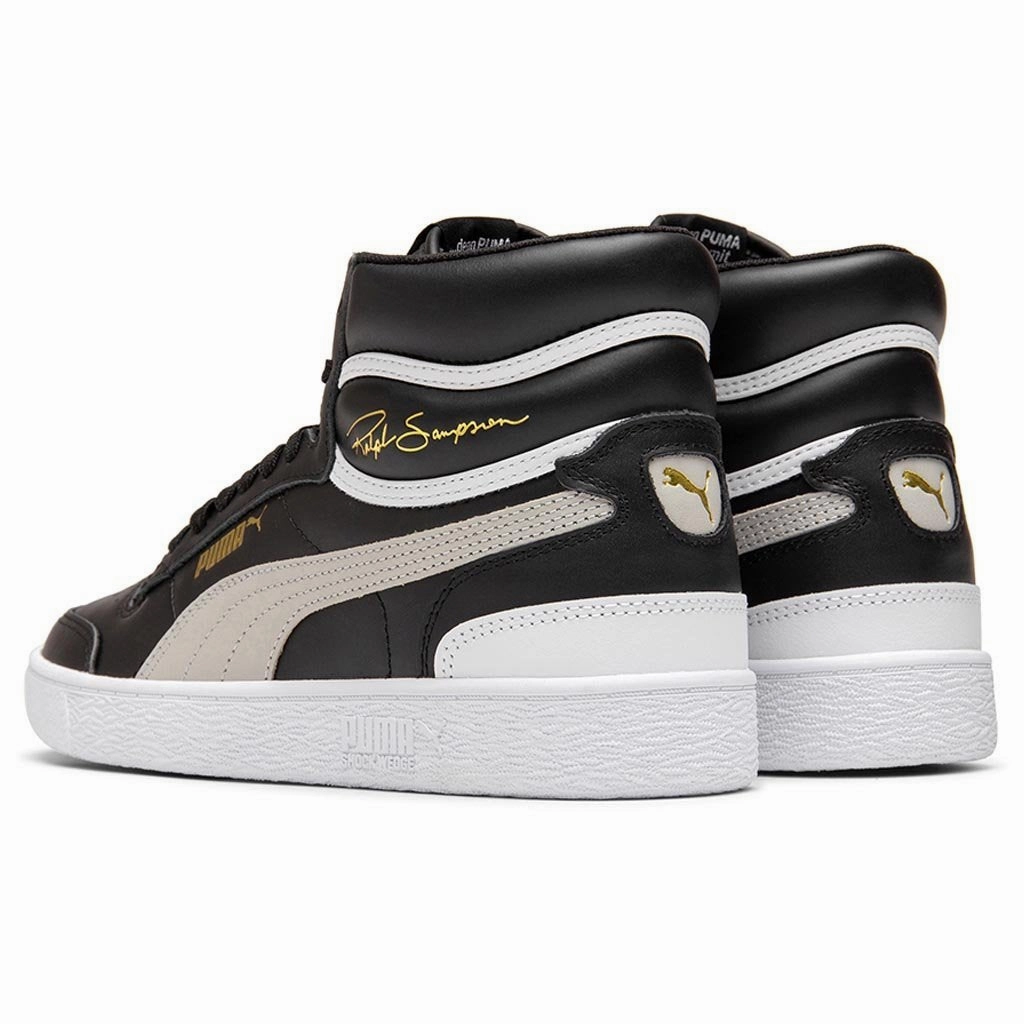 Ralph Sampson Mid - Black/Grey Violet Puma Stripe Logo Trainers