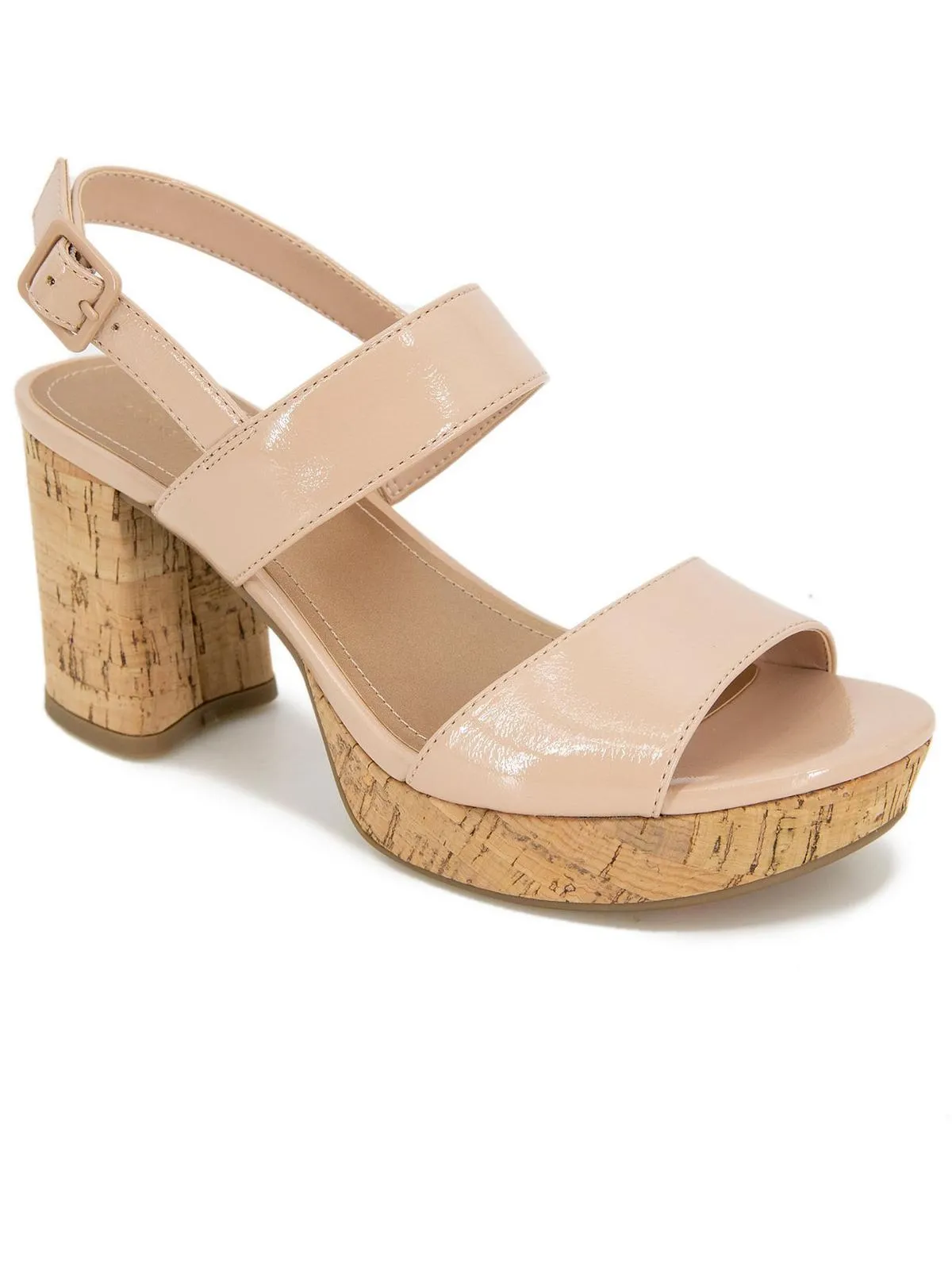 Reebeka Womens Patent Open Toe Platform Sandals
