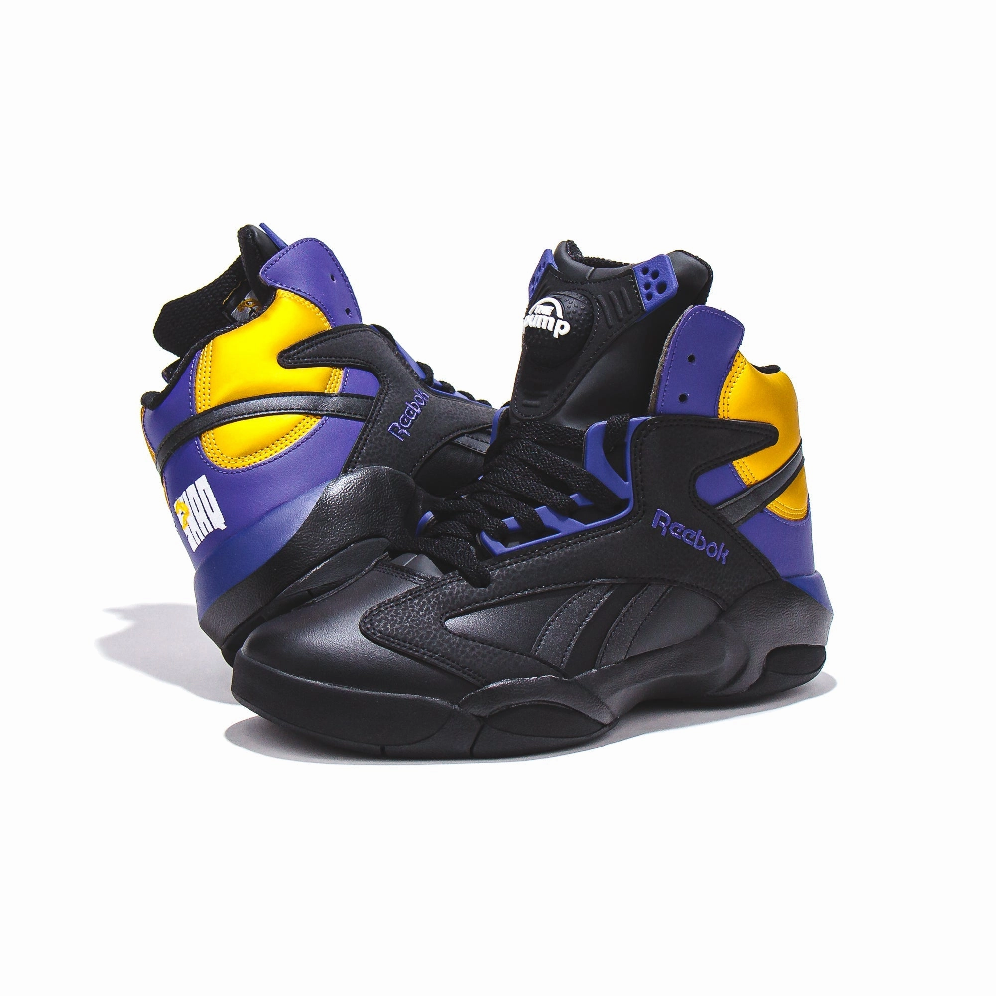 Reebok Basketball Men Shaq Attaq Black Pump Gold Lakers GY7127 Reebok modern sport footwear