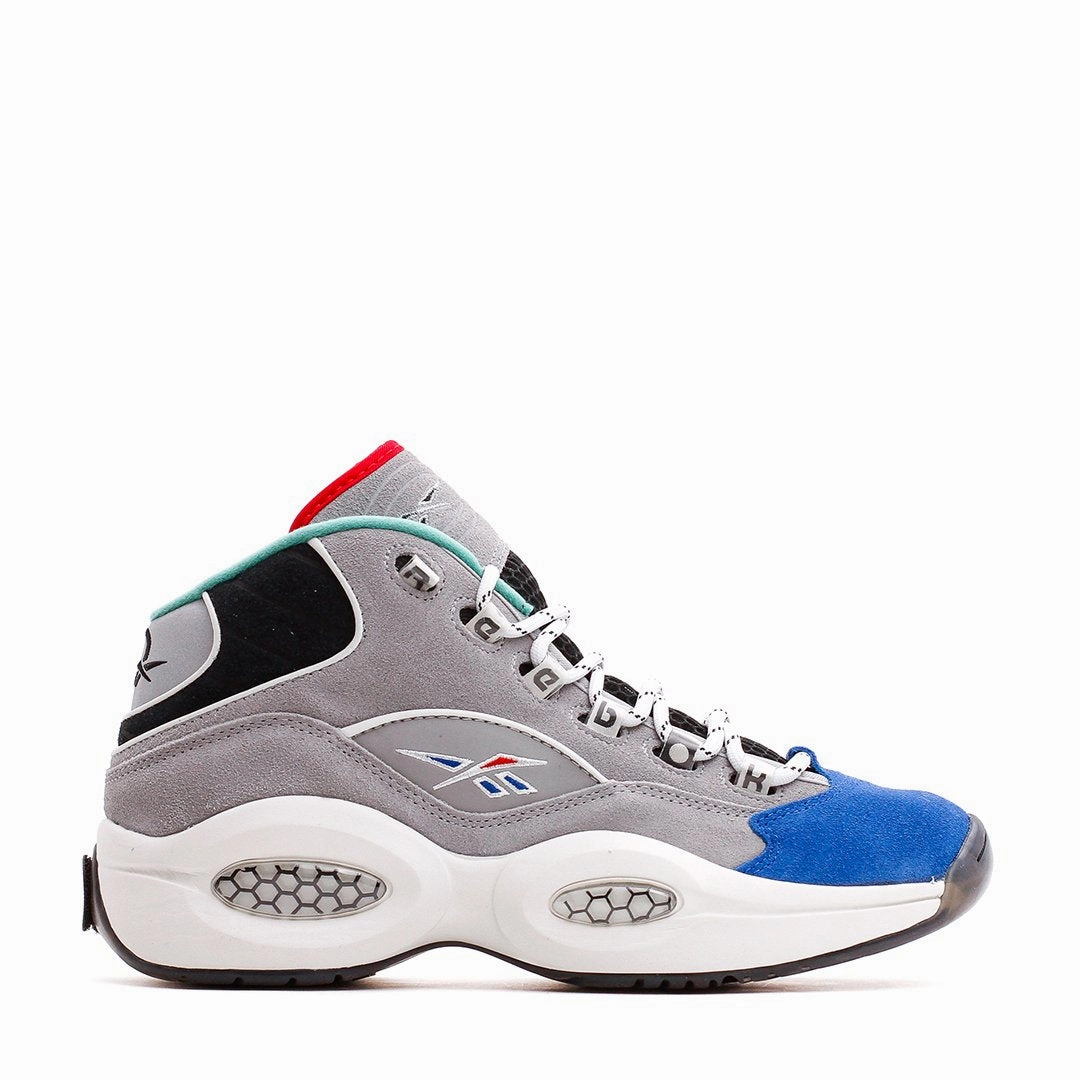Reebok Classics Basketball Men Question Mid Allen Iverson Draft Night Grey Blue GZ7283 Reebok lifestyle sneakers with retro vibes
